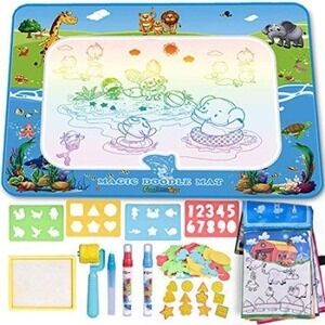Magic Water Drawing Mat For‎ Kids With Stencils & Pens  Reusable Educational Toy